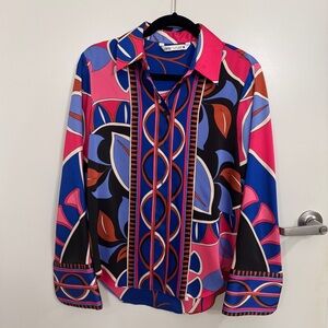NWOT Zara Multicolor Long Sleeve Blouse